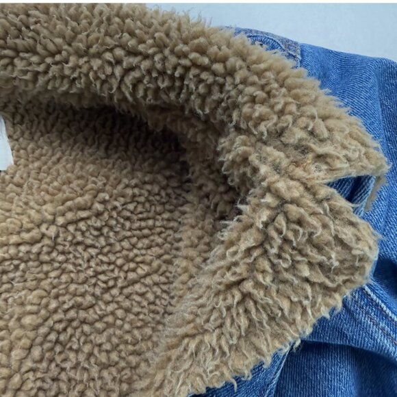 Favorite Daughter Bridget Crop Denim Bomber Jacket Sherpa Lined Concord Relaxed - Picture 16 of 16